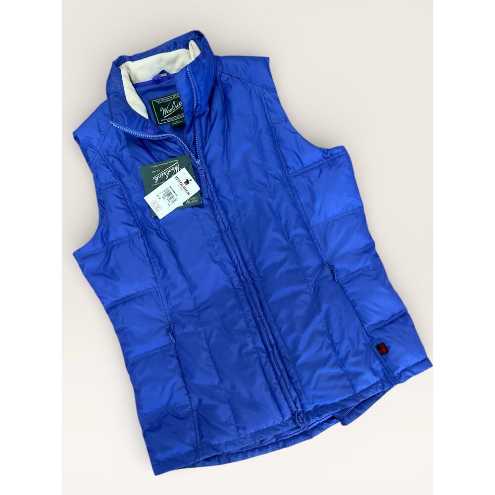 Vintage Woolrich Womens NWT Blue Puffer Vest Zip Front Fleece Lined V07 - Picture 1 of 5